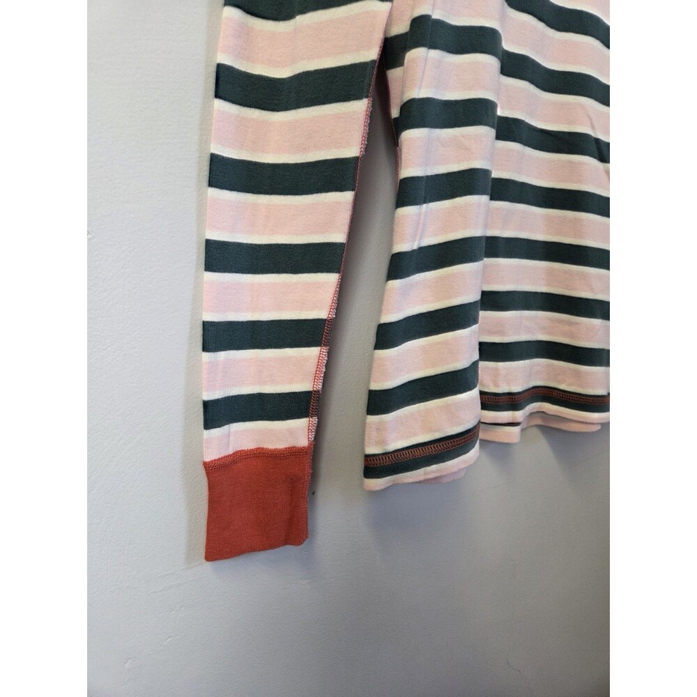 Hanna Andersson Women's XS Striped Knit Long Sleeve Crew Neck Tee Pink Green - Picture 4 of 8